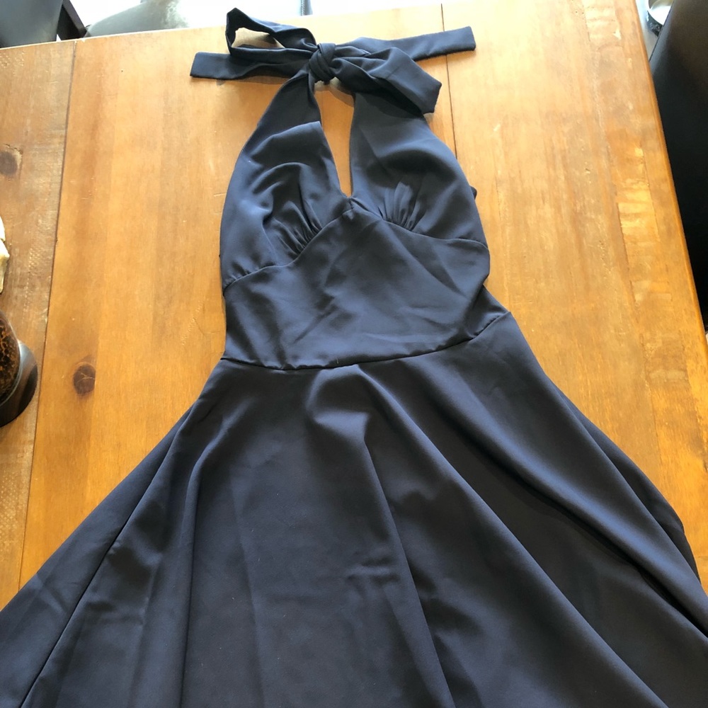 Navy blue halter dress